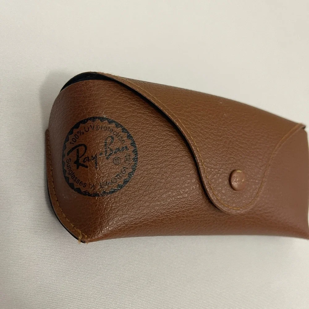 Ray Ban Brown Faux Leather Hard Shell Sunglasses Case Eyewear Storage CASE‎ ONLY